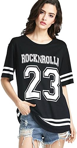 Bibigirl Women's Short Sleeves Round Neck Casual Sports T Shirts Top Color Black Size XL