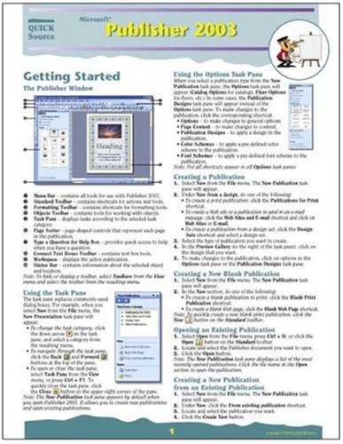 Microsoft Publisher 2003 Quick Source Guide