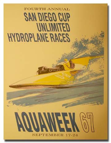 1967 Aquaweek Hydroplane Boat Racing Poster Print