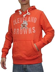 Mens NFL Cleveland Browns Athletic Pullover Hoodie (Vintage Look) XL Orange