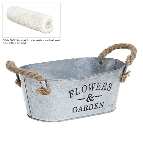 Rustic 'Flowers & Garden' Bucket Design Small Metal Succulent Plant
