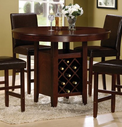 Counter Height Dining Table with Wine Rack - Cherry