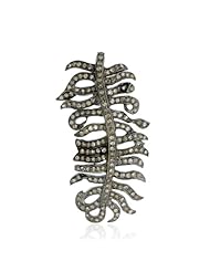 18kt Gold Diamond Pave Feather Pendant Silver Womens Gift Jewelry