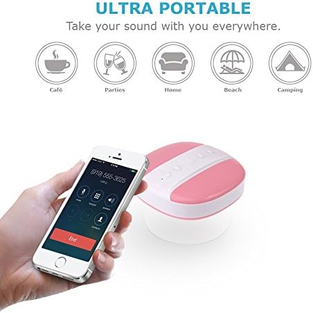 Voads® - Bluetooth Shower Radio - Waterproof Wireless Speaker - Compatible with Iphone, Samsung & Other Android Tablets & Phones - Portable & Water Resistant - Indoor & Outdoor Speaker - Built-in Mic - Easy Control - Pink & White - 1 Year Warranty