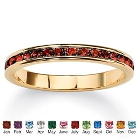Birthstone 14k Gold-plated Eternity Ring- September- Simulated Sapphire