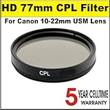 High Definition 77mm Circular Polarizer Filter for Canon 10-22mm USM Lens + ....