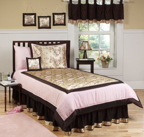 Abby Rose Pink and Brown Girls 4 pc Twin Kids Juevenile Childrens Bedding Set