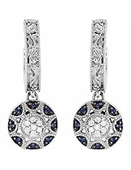 14K White Gold Sapphire and Diamond Earrings -- LIFETIME WARRANTY