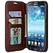 Galaxy Wireless Cases Compatible for Samsung Galaxy GT-I9200 I9205 i527 Mega 6.3 Case, Mega 6.3 Wallet Case, Slim Flip Folio [Kickstand] Pu Leather Wallet Case with ID&Credit Card Slot, Brown