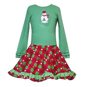 Rare Editions Little Girls 4-6X GREEN RED SEQUINED SNOWMAN SNOW GLOBE DROPWAIST DOT Christmas Holiday Party Dress