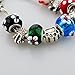 Long Way Women Silver Plated Snake Chain Black Green Blue Red White Glass Bead DIY Heart Charm Bracelet