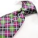 Intrepid Executive Wardrobe Accessory , Handmade 100% Silk Jacquard Woven Gray Pink Green Checked Tie 3.4