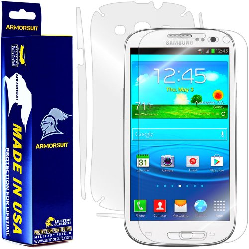 ArmorSuit MilitaryShield - Samsung Galaxy S3 Screen Protector Shield + Full Body Skin Protector & Lifetime Replacements (AT&T, Verizon, T-Mobile, Sprint, U.S. Cellular) ArmorSuit MilitaryShield - Samsung Galaxy S3 Screen Protector Shield + Full Body Skin Protector & Lifetime Replacements (AT&T, Verizon, T-Mobile, Sprint, U.S. Cellular)