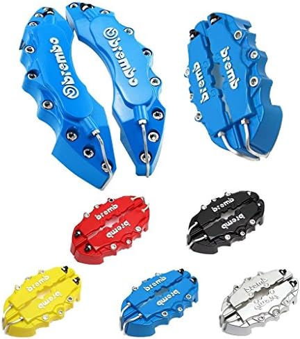 Yatos 3D Blue Brembo Style Universal Disc Brake Caliper Cover 4PCs Medium + Large Front &amp; Rear Set