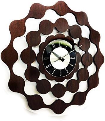19 inch hand laser cut mid century modern WOODEN CLOCK with metal dial