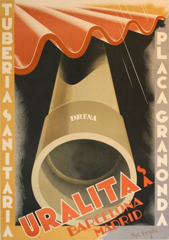 1920's Spain Ceramic Tile Art Deco Original Vintage Antique Spanish Advertising Poster