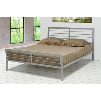 Contemporary Metal Silver Platform Queen Bed by Coaster Furniture