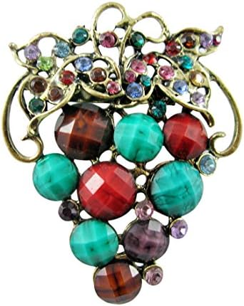 Lavish Versicolored Grape Cluster Brooch