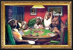 C.M. Coolidge (Bold Bluff, Dogs Playing Poker) Framed Art Poster Print - 24 X 36
