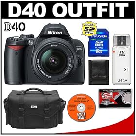 Nikon D40 Digital SLR Camera with 18-55mm II AF-S DX Lens + 8GB SD Card + Case + Cameta... by Nikon