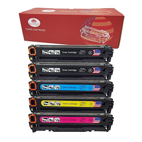 Toner Kingdom® Remanufactured Compatible with (128A) CE320A CE321A CE322A CE323A Toner Cartridges for Use in Color LaserJet CP1525n, CP1525nw, CM1415fn, CM1415fnw Series Printers - 5PK, 2B/1C/1Y/1M
