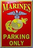 US Marines Parking Sign Size: 12 x 18 Large Parking Sign Red, Yellow, Black & Silver