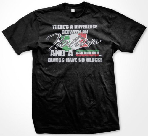 There’s A Difference Between an Italian and A Guido, Guidos Have No Class, Jersey Shore Mens T-shirt,  Navy