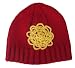Handmade Acrylic Hat with Crocheted Embellishment - Girls (Deep Red and Yellow)