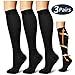 Compression Socks,(3 pairs) Compression Sock for Women & Men - Best For Running, Athletic Sports, Crossfit, Flight Travel black l/xl