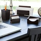 IMAGE OF 5 Piece Desk Set, Black Leather
