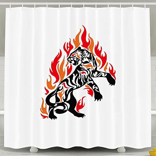 Darr Tiger Flames Polyester Fabric Shower Curtains 72*78inch