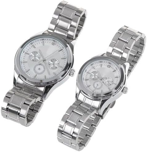 Orient Idea Ori-0305E 2 x Stylish Rhinestone Decorative Sub-Dials Quartz Wrist Watches with Alloy Band for Couples Lovers