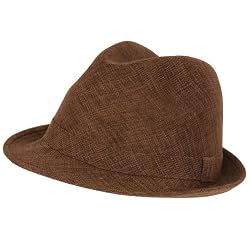New Woven Linen Poly Fedora Tribly Gangter Hat Brown Belt Dance Xl Large Extra Large