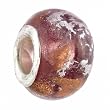 Pandora Style Charm Bead (Z217) Murano Style Lampwork Glass (14mm x 10mm) (fits Troll too) ~ Amyethyst with Copper Metallic Flecks and Silver Foil