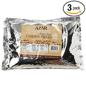 Azar Nut Company Cashew Pieces, Oil Roasted, 32-Ounce Resealable Bags (Pack of 3) by Azar Nut Company