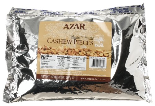 Azar Nut Company Cashew Pieces, Oil Roasted, 32-Ounce Resealable Bags (Pack of 3) by Azar Nut Company