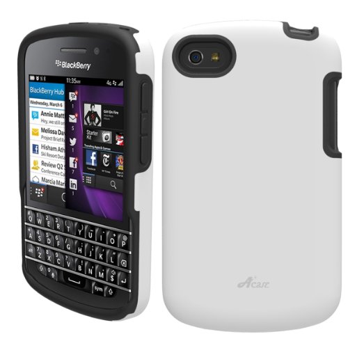 Acase BlackBerry Q10 Superleggera PRO Dual Layer Protection Case - BlackBerry 10 (BlackBerry Q10, White)