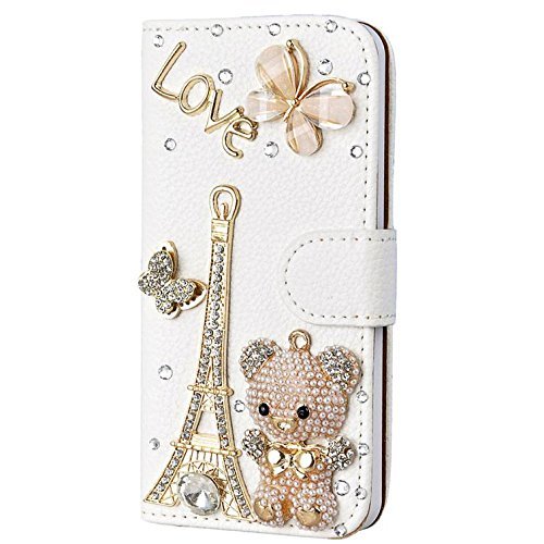 IPhone 6 Plus Case, iphone 6s Plus Luxury 3D Bling Crystal Rhinestone Wallet Leather Purse Flip Card Pouch Stand Cover Case for iphone 6s Plus/iphone 6 Plus(bear)