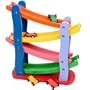 Circuit de 4 voitures Jouet en bois color� Jouet d'eveil enfants 2 ans +