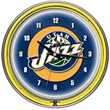 Utah Jazz NBA Chrome Double Ring Neon Clock