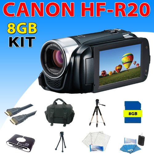 Canon VIXIA HF R20 HF-R20 HFR20 Flash Memory Camcorder (Black) + 8GB Deluxe Camorder Accessory Kit