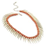 Gold Colour Orange Bead Spiked Necklace **Jewellery**