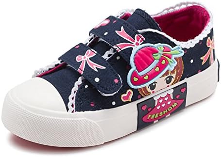 ACETOP Fashion Comfort Soft Bottom Girls Velcro Strap Canvas Sneakers Casual Running Walking Flat Shoes (Toddler/Little Kid/Big Kid)