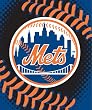 New York Mets Baseball Stitching Raschel Blanket Throw - MLB Baseball Fan Shop Team Merchandise
