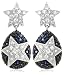 Platinum Overlay Sterling Silver Synthetic Blue & Cubic Zirconia Star Drop Earrings