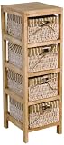 Hansen Korb 3401/4 Holzregal mit 4 Maisstrohk�rben / mit braun/beige gestreiftem Stoff / B 27 T 30 H 81 cm