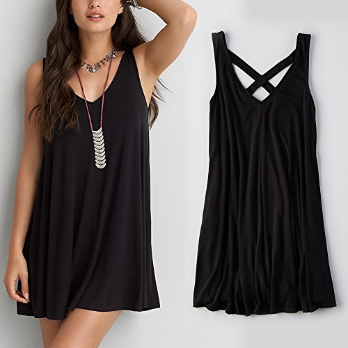 MIOIM® ミニドレス レディース 欧米風 セクシー ワンピース カジュアル 通勤 登校 お出かけ お呼ばれ ノースリーブ ｖネック フェミニン