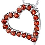 1.75ct Round Cut Garnet Heart Pendant in Sterling Silver