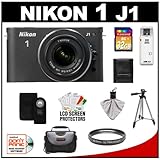 Nikon 1 J1 10.1 MP Digital Camera Body with 10-30mm VR Lens (Black) with 32 ....