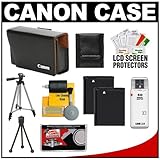 Canon PSC-900 Leather Digital Camera Case Bag + (2) NB-8L Batteries + Tripo ....
